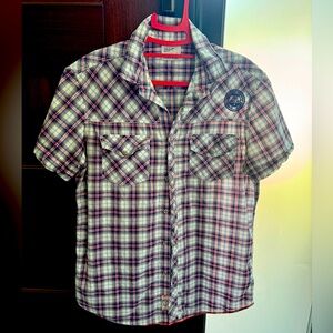 From Rome! Meltin’ Pot Red and Blue Plaid Button Down Shirt
